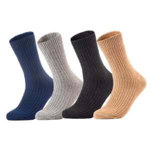 AATMart big girls women's FS03 wool blend crew socks assorted colors 4 pairs