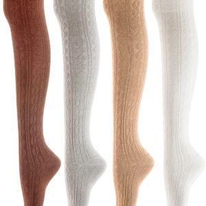 AATMart women's thigh-high cotton socks JMYP1024 random colors 4 pairs