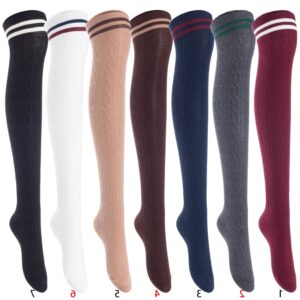 AATMart women's 5-pair random-color thigh-high cotton socks size 6–9