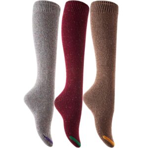 AATMart women's HR158212 knee-high cotton socks — assorted colors, 3 pairs