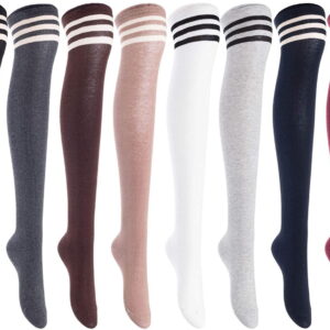 AATMart women's JMYP1022 thigh-high cotton socks — assorted colors, 3 pairs